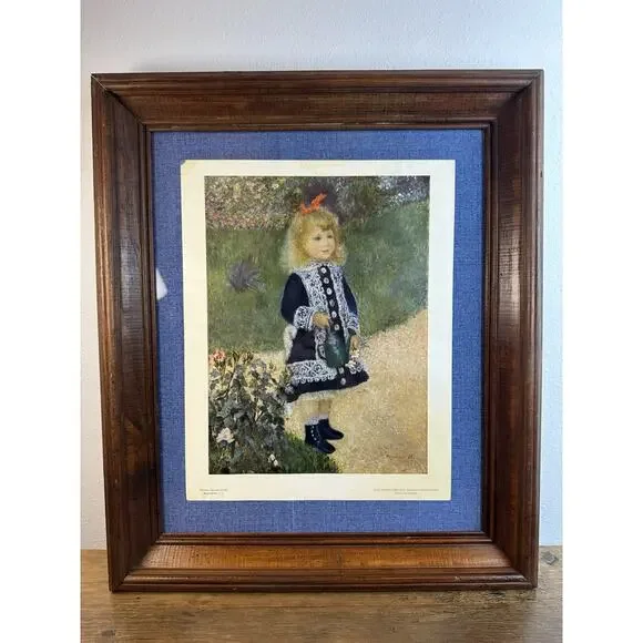 Vintage Renoir Girl with a Watering Can Framed Art Print National Cottage Core